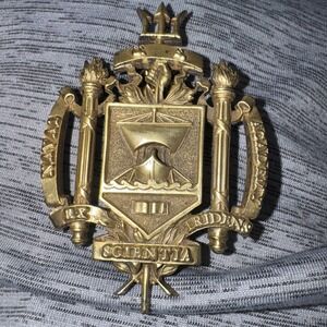 Vintage 1950s/60s US Naval Academy 2.75" Tall MCM Bronze Crest Pin